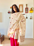 Hand Block Printed Pink & green Dupatta