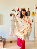 Hand Block Printed Pink & green Dupatta