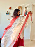Hand block printed Red & Black Dupatta
