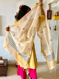 Hand Block Printed Mustard & Grey Dupatta