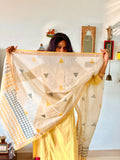 Hand Block Printed Mustard & Grey Dupatta