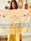 Hand Block Printed Mustard & Grey Dupatta
