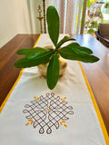 Hand Block Printed Kolam Print Cotton Table Runner
