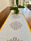 Hand Block Printed Kolam Print Cotton Table Runner