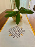 Hand Block Printed Kolam Print Cotton Table Runner