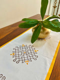 Hand Block Printed Kolam Print Cotton Table Runner