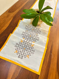 Hand Block Printed Kolam Print Cotton Table Runner