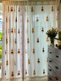 Hand Block Print Doll Cotton Curtain Brown /  Mustard -SINGLE piece