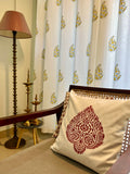 Paan Print Pure Cotton Cushion Cover in Brick Red