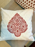 Paan Print Pure Cotton Cushion Cover in Brick Red