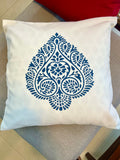 Paan Print Pure Cotton Cushion Cover in Greyish Blue