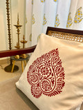 Paan Print Pure Cotton Cushion Cover in Brick Red