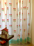 Hand Block Print Tulip Cotton Curtain - Standard-SINGLE piece