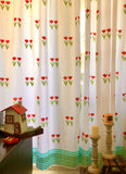 Hand Block Print Tulip Cotton Curtain - Standard-SINGLE piece