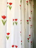 Hand Block Print Tulip Cotton Curtain - Standard-SINGLE piece