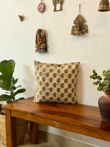 Cream and Black Brocade Cushion Cover