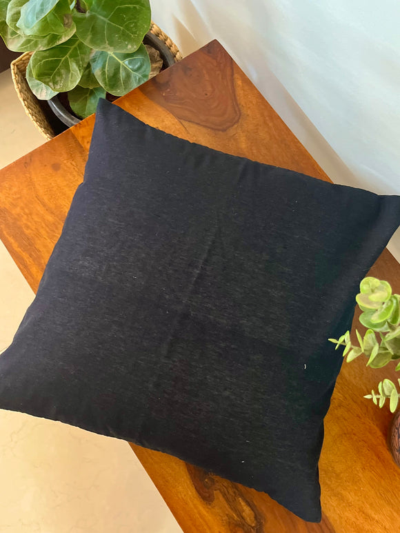 Solid Black Cotton Cushion Cover