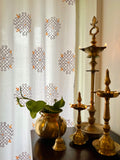 Hand Block Print Kolam Cotton Curtain - STANDARD FABRIC - SINGLE piece