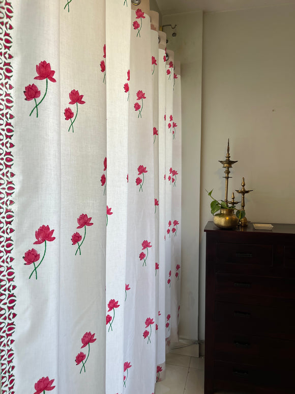 Hand Block Print Lotus Print_Single Piece_Stock Clearance