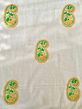 Hand Block Print Alpona Motif Curtain in Mustard and Green