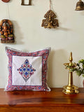 Block Printed Mughal Print Cushion Cover in Pink and Grey