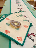 Hand Block Print Warli Table Runner, Table Mats and Candle Holder