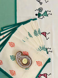 Hand Block Print Warli Table Runner, Table Mats and Candle Holder