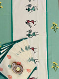 Hand Block Print Warli Table Runner, Table Mats and Candle Holder