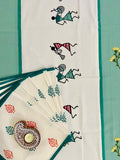 Hand Block Print Warli Table Runner, Table Mats and Candle Holder