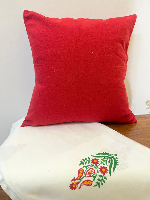 Red Pure Cotton Cushion Cover