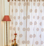 Hand Block Print Kolam Cotton Curtain  - SINGLE piece