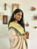 Hand Block Printed Green Dupatta