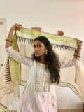 Hand Block Printed Green Dupatta