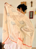 Hand Block Printed Grey Paisley Dupatta