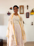 Hand Block Printed Mustard Paisley Dupatta