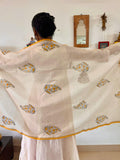 Hand Block Printed Mustard Paisley Dupatta