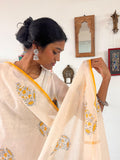 Hand Block Printed Mustard Paisley Dupatta
