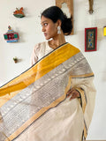 Hand Block Printed Mustard Dupatta