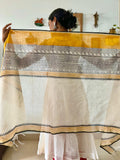 Hand Block Printed Mustard Dupatta