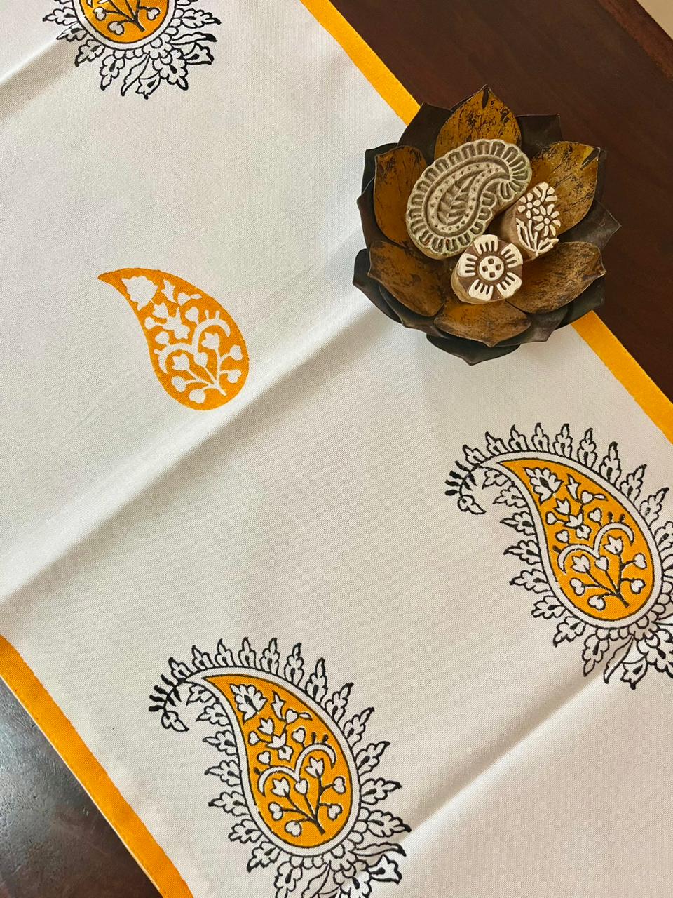 Hand Block Print Paisley Print Cotton Table Runner – MnR Decor