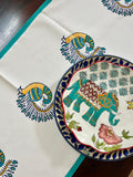 Hand Block Print Peacock Print Cotton Table Runner
