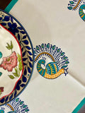 Hand Block Print Peacock Print Cotton Table Runner