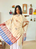 Hand Block Printed Red & Blue  Duppata