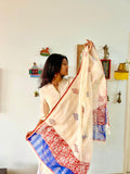 Hand Block Printed Red & Blue  Duppata