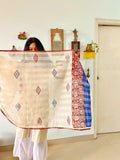 Hand Block Printed Red & Blue  Duppata