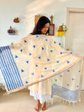 Hand Block Printed Red & Blue  Duppata