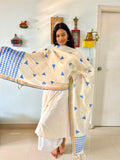Hand Block Printed shades of Blue  Duppata