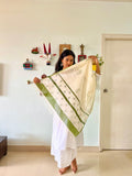 Hand Block Printed Green Dupatta