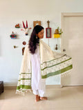 Hand Block Printed Green Dupatta