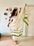 Hand Block Printed Green Dupatta